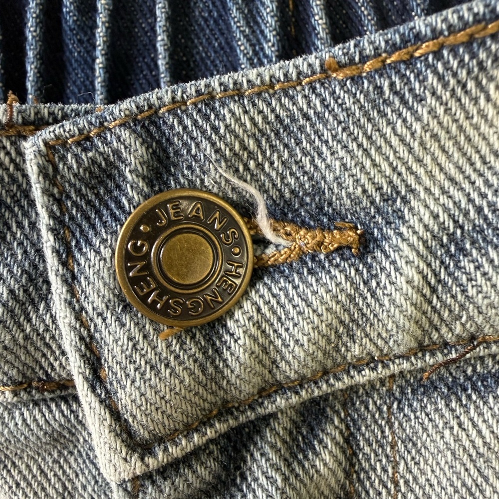 High Rise Blue Jeans with Peace Patch - Picture 7 of 9